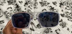 Oakley Crankshaft Sunglasses in Polished Clear with Blue Mirror Lenses